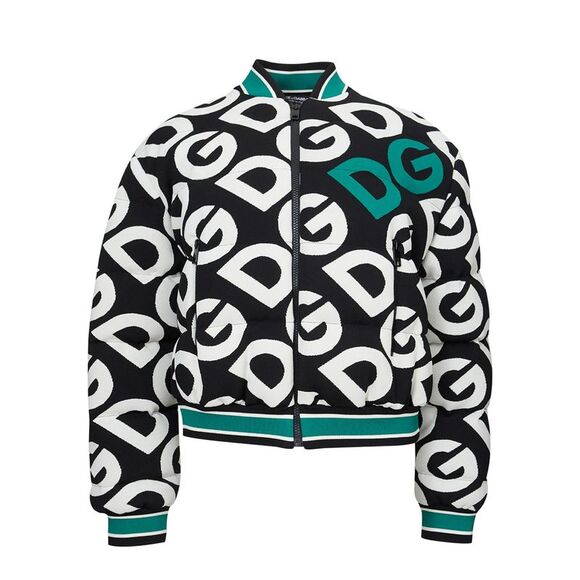 Dolce & Gabbana White DG Monogram Full Zip Quilted Jacket